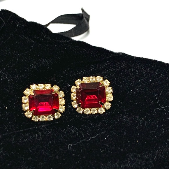 ๐Womenโs Stunning Red Rubies/Diamond Gold-Tone Post Studs | A Gift Sheโll Lโฅ๏ธVE - Picture 2 of 16